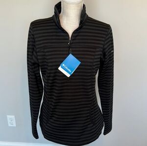 🆕Columbia Mountain Run Half Zip Pullover Jacket Black & Grey Stripe Size Medium